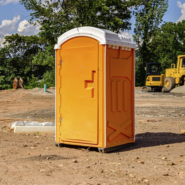 how often are the portable restrooms cleaned and serviced during a rental period in Declo